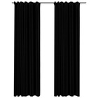 Rideaux occultants aspect lin avec crochets 2pcs noir 140x225cm