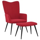 Chaise de relaxation avec repose-pied rouge bordeaux velours