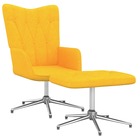 Chaise de relaxation avec tabouret jaune moutarde tissu