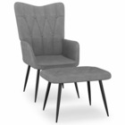 Chaise de relaxation avec tabouret gris foncé tissu