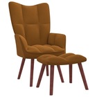 Chaise de relaxation avec repose-pied marron velours