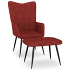 Chaise de relaxation avec tabouret rouge bordeaux tissu