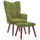 Chaise de relaxation avec repose-pied vert clair velours