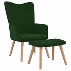 Chaise de relaxation avec repose-pied vert foncé velours