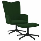 Chaise de relaxation avec repose-pied vert foncé velours