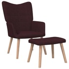 Chaise de relaxation avec tabouret violet tissu