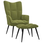 Chaise de relaxation avec repose-pied vert clair velours