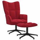 Chaise de relaxation avec repose-pied rouge bordeaux velours