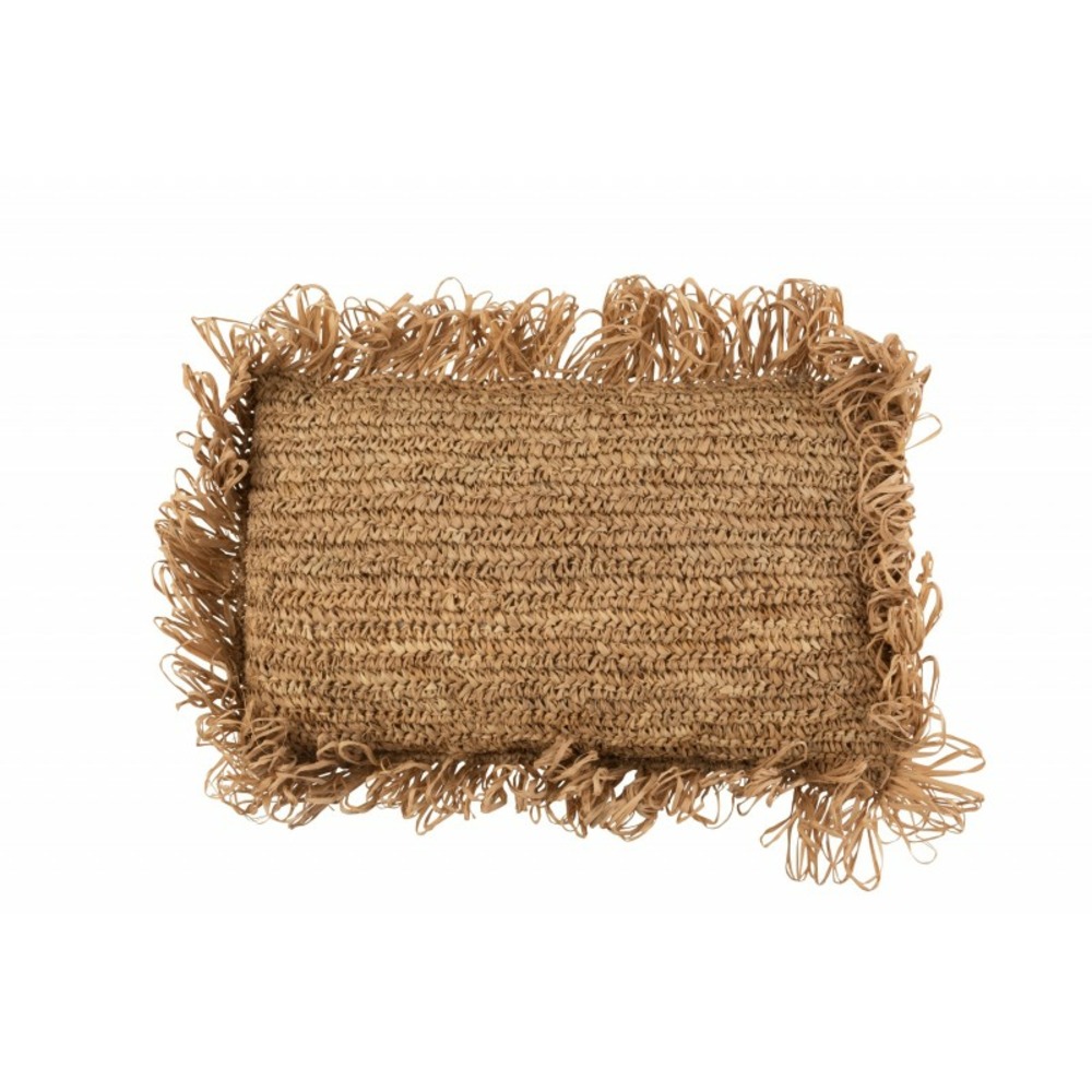 Coussin rectangulaire en raphia naturel 47x35cm - coussin d'extérieur