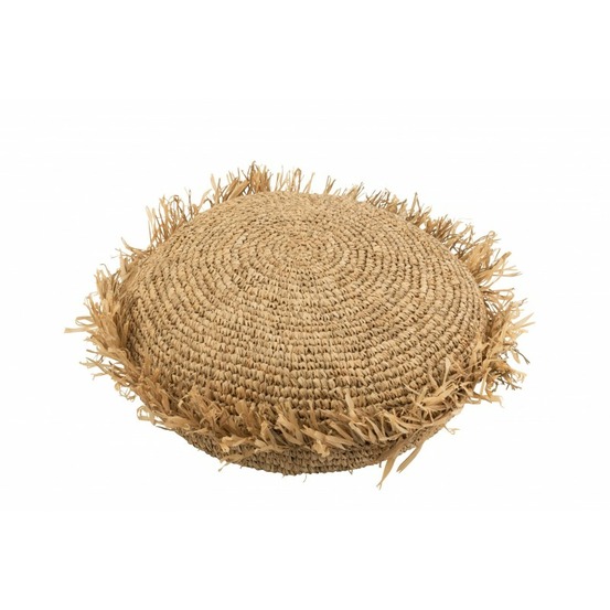 Coussin rond en raphia naturel d62cm - coussin d'extérieur