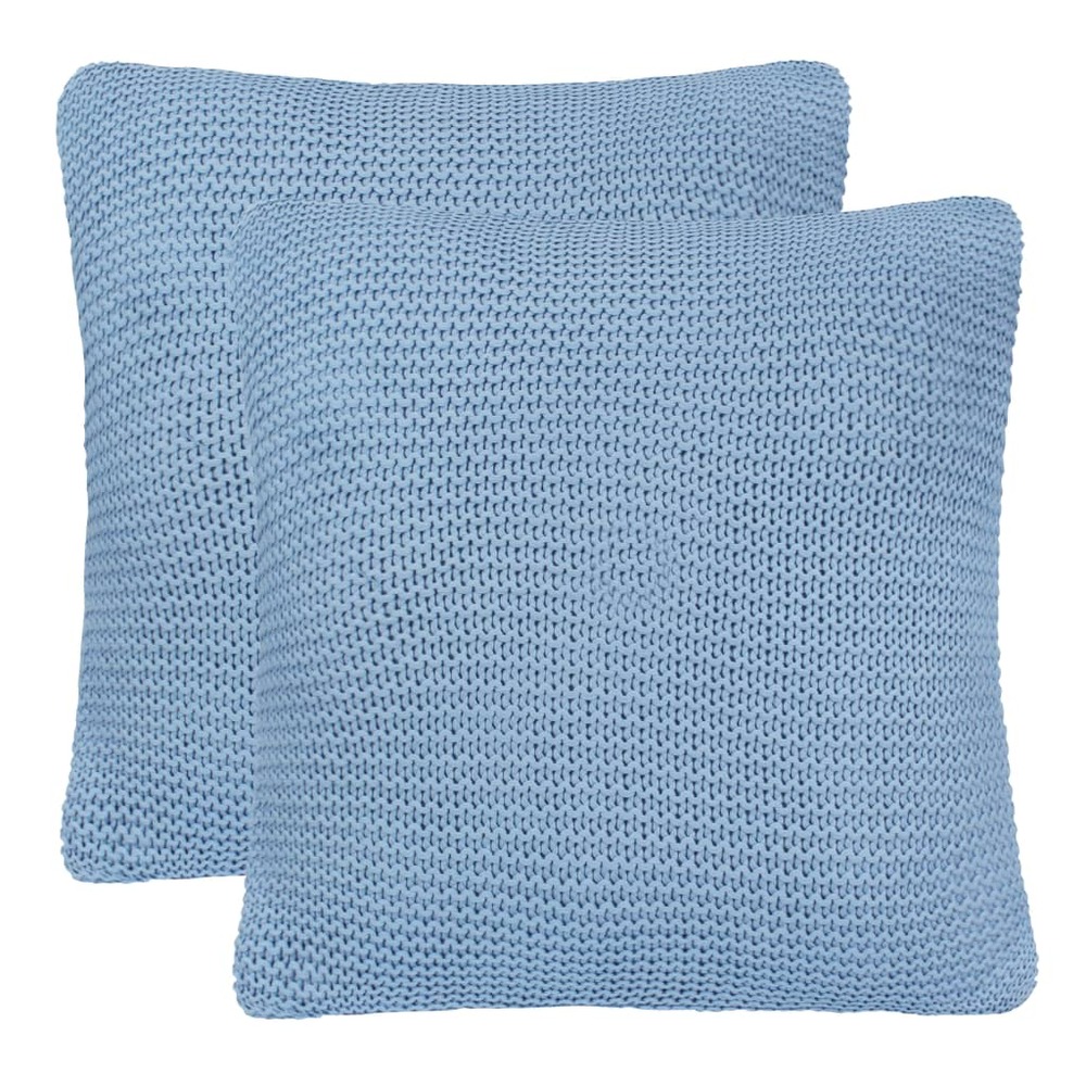 Coussins 2 pcs coton tricoté lourd 45 x 45 cm bleu clair