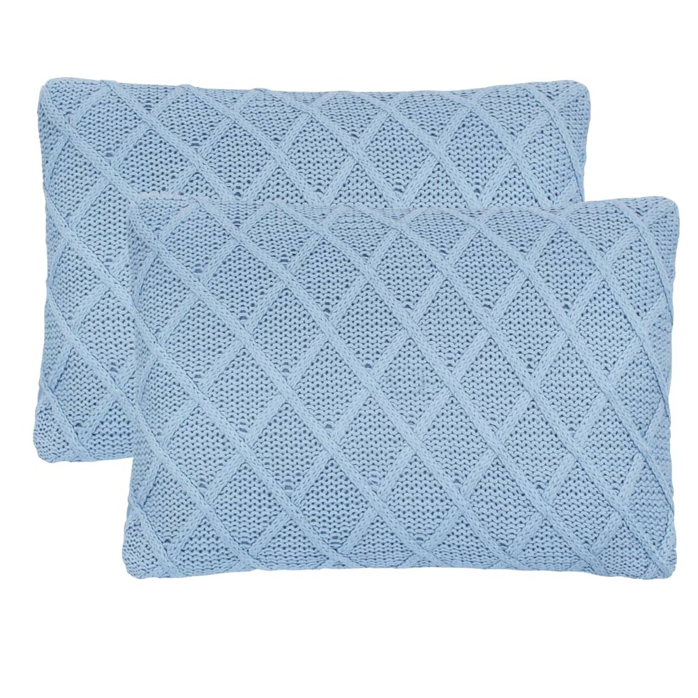 Coussin 2 pcs coton tricoté lourd 60 x 40 cm bleu clair