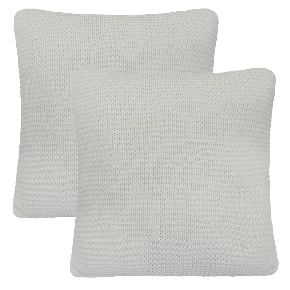 Coussin 2 pcs coton tricoté lourd 45 x 45 cm blanc cassé