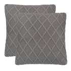 Coussin 2 pcs coton tricoté lourd 45 x 45 cm gris foncé
