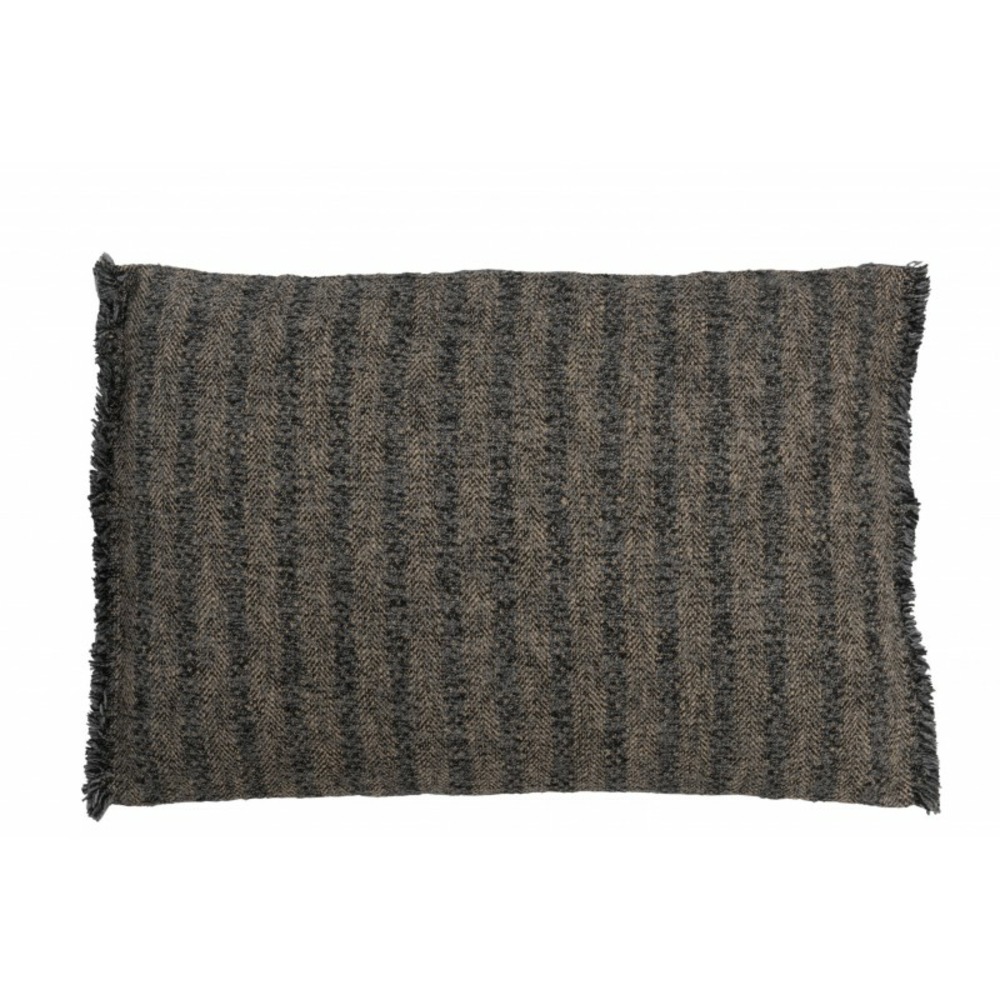 Coussin rectangulaire à lignes en coton marron et noir 60x40cm