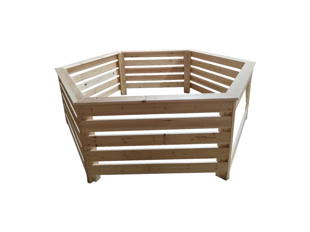 Habillage bois hexagonal pour spas et piscines - dim int 1.84 x 0.71 ht