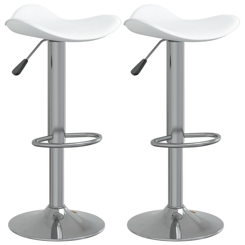Tabourets de bar lot de 2 blanc acier chromé et cuir artificiel