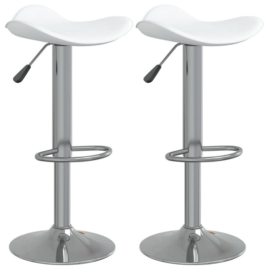 Tabourets de bar lot de 2 blanc acier chromé et cuir artificiel