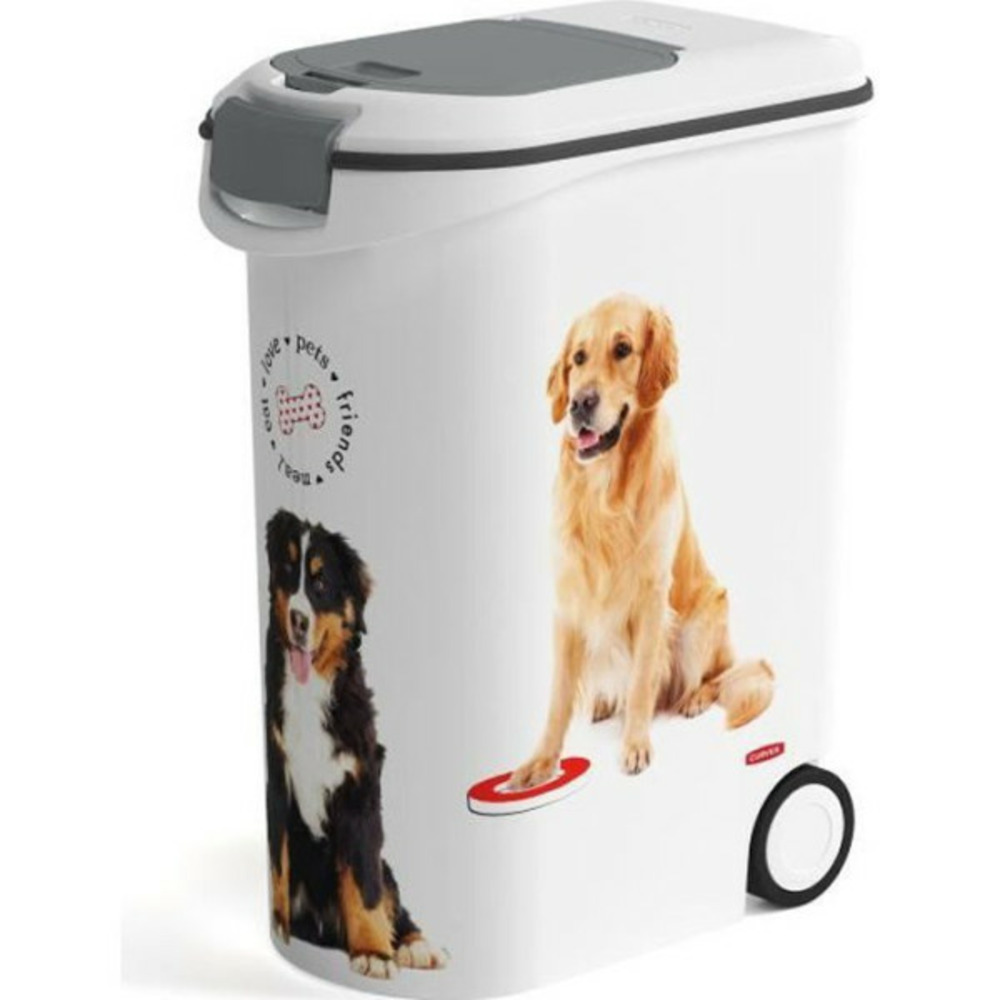 Conteneur a croquettes pour chien avec roulettes 20 kg - 54l - love pets