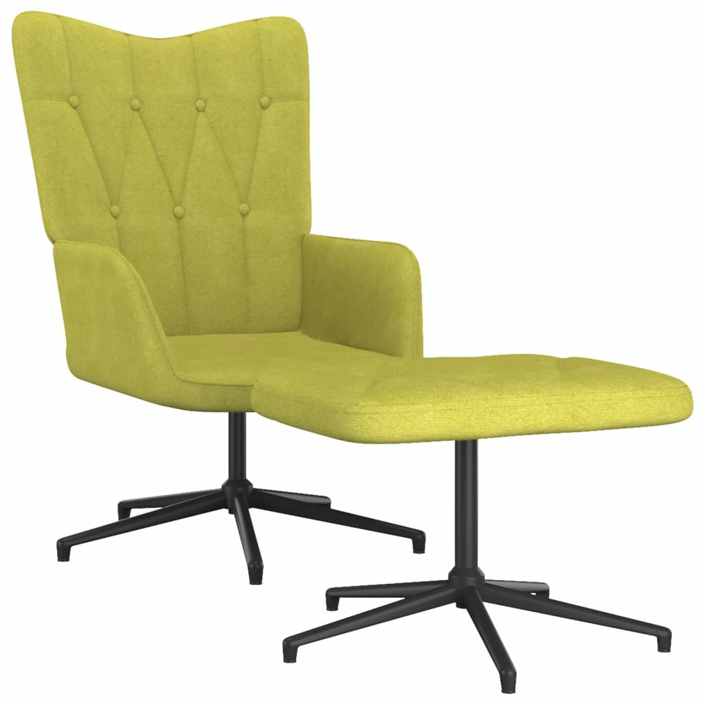 Chaise de relaxation avec tabouret vert tissu