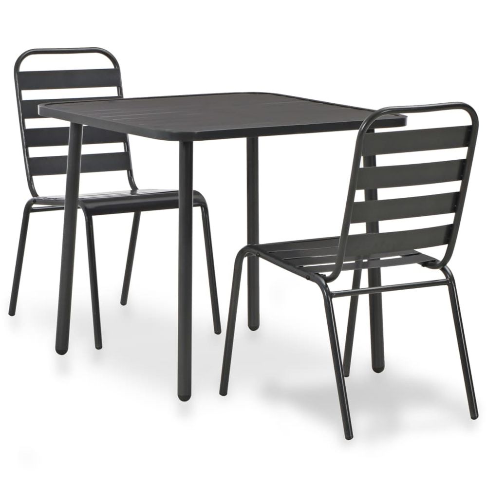 Mobilier de bistro 3 pcs Acier Gris foncÃ©