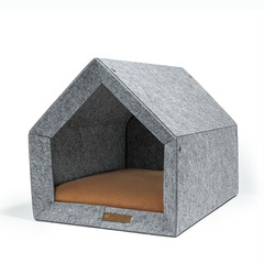 Sanka - niche d'intérieur chien / chat, écologique, gris et rouille, 42x60x43cm