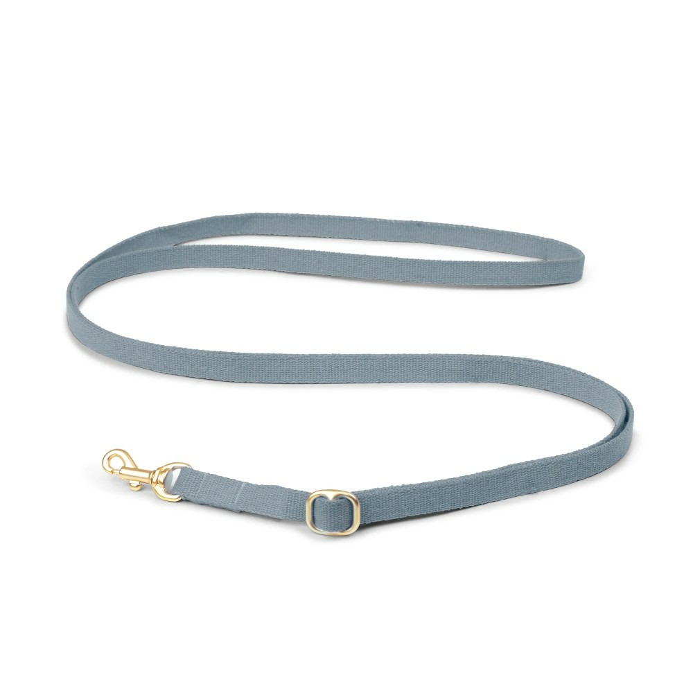 Smuk - laisse bleuet réglable en coton bio, finition dorée, 94-180 x 1,5cm