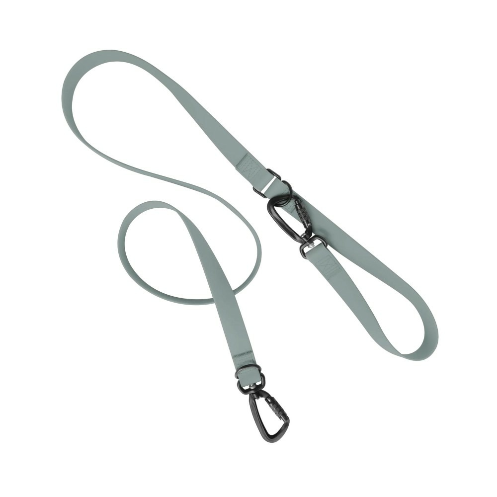 Mellem - laisse imperméable avec mousqueton aviation, vert de gris, 90-180x2,5cm