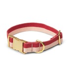 Smuk - collier chien réglable coton bio rouge rose, boucle dorée, 27-46.5x2,3cm