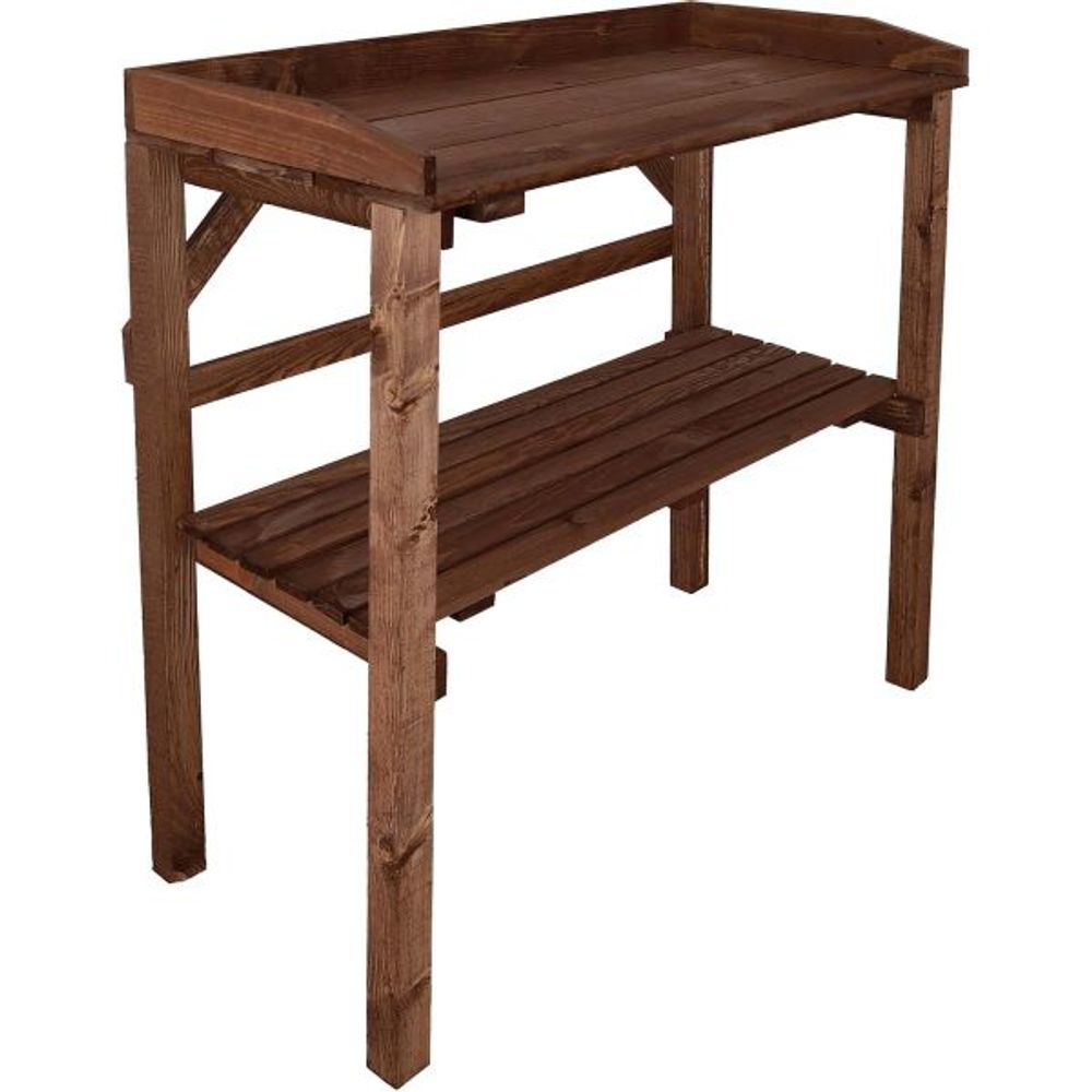 Table à rempoter en pin nature teinté marron