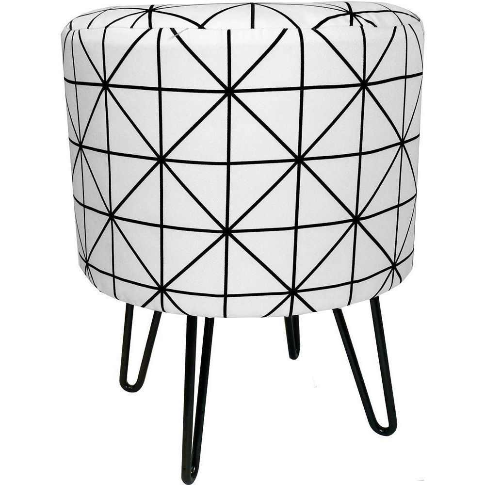 Pouf rond pieds fils et motifs géométriques | Truffaut
