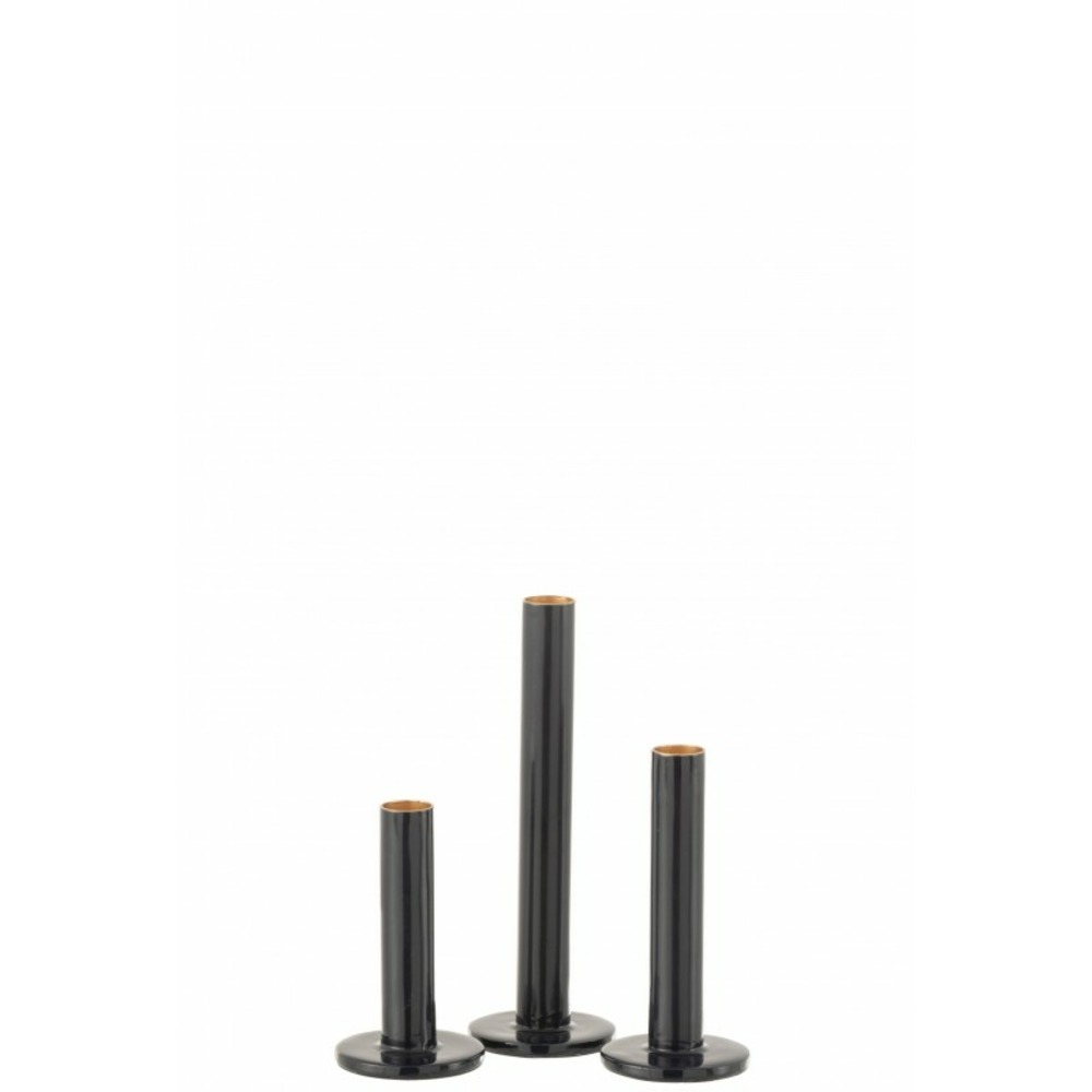 Lot de 3 chandeliers en métal bleu 7x7x22 cm