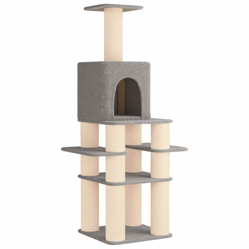 Arbre à chat avec poteaux à griffer en sisal gris clair 180 cm