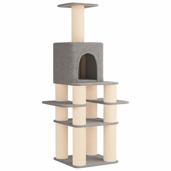 Arbre à chat avec poteaux à griffer en sisal gris clair 180 cm