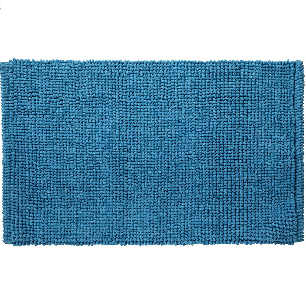 Bali - tapis de bain en polycoton uni bleu 50x80cm