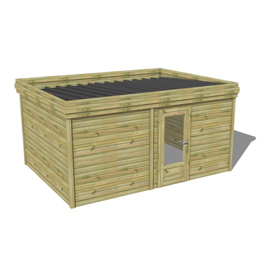 Abri de jardin bois pin traité autoclave 27mm - 4,69x3,44m / 16m2 - bac acier - abri français