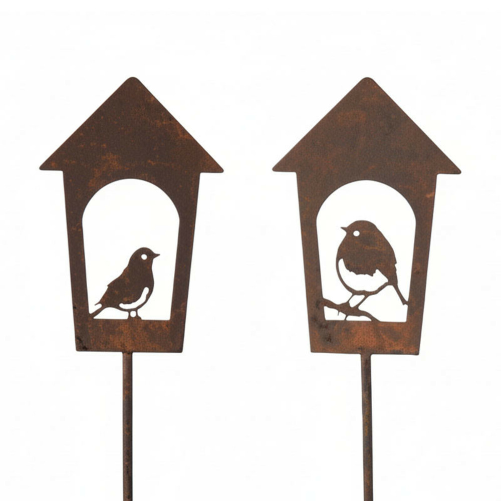Ensemble 2 tuteurs oiseaux fer 13x117cm