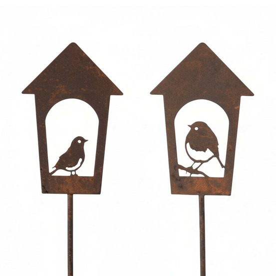 Ensemble 2 tuteurs oiseaux fer 13x117cm