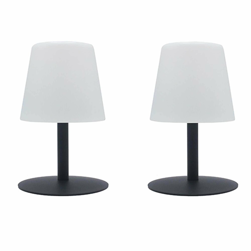 Lot de 2 lampe de table sans fil led standy mini gris acier h25cm