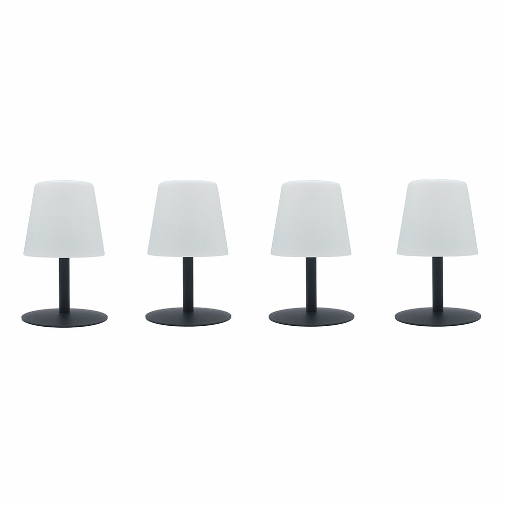 Lot de 4 lampe de table sans fil led standy mini gris acier h25cm