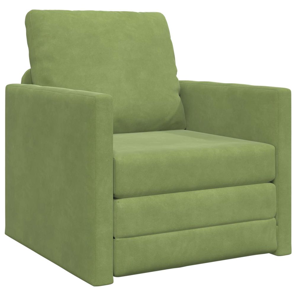 Canapé-lit vert clair 74 x 77 x 81 cm velours