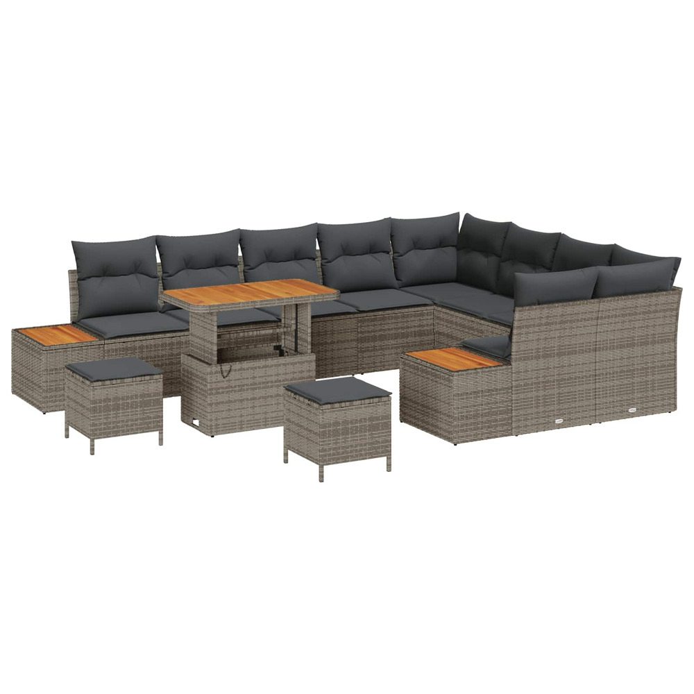 Ensemble de canapé de jardin avec coussin 12 pcs gris