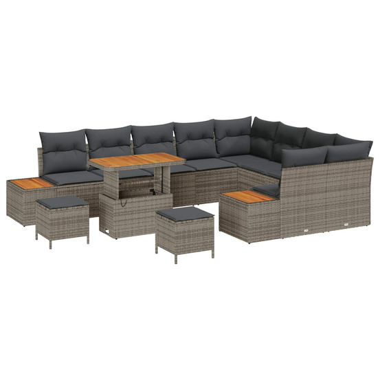Ensemble de canapé de jardin avec coussin 12 pcs gris