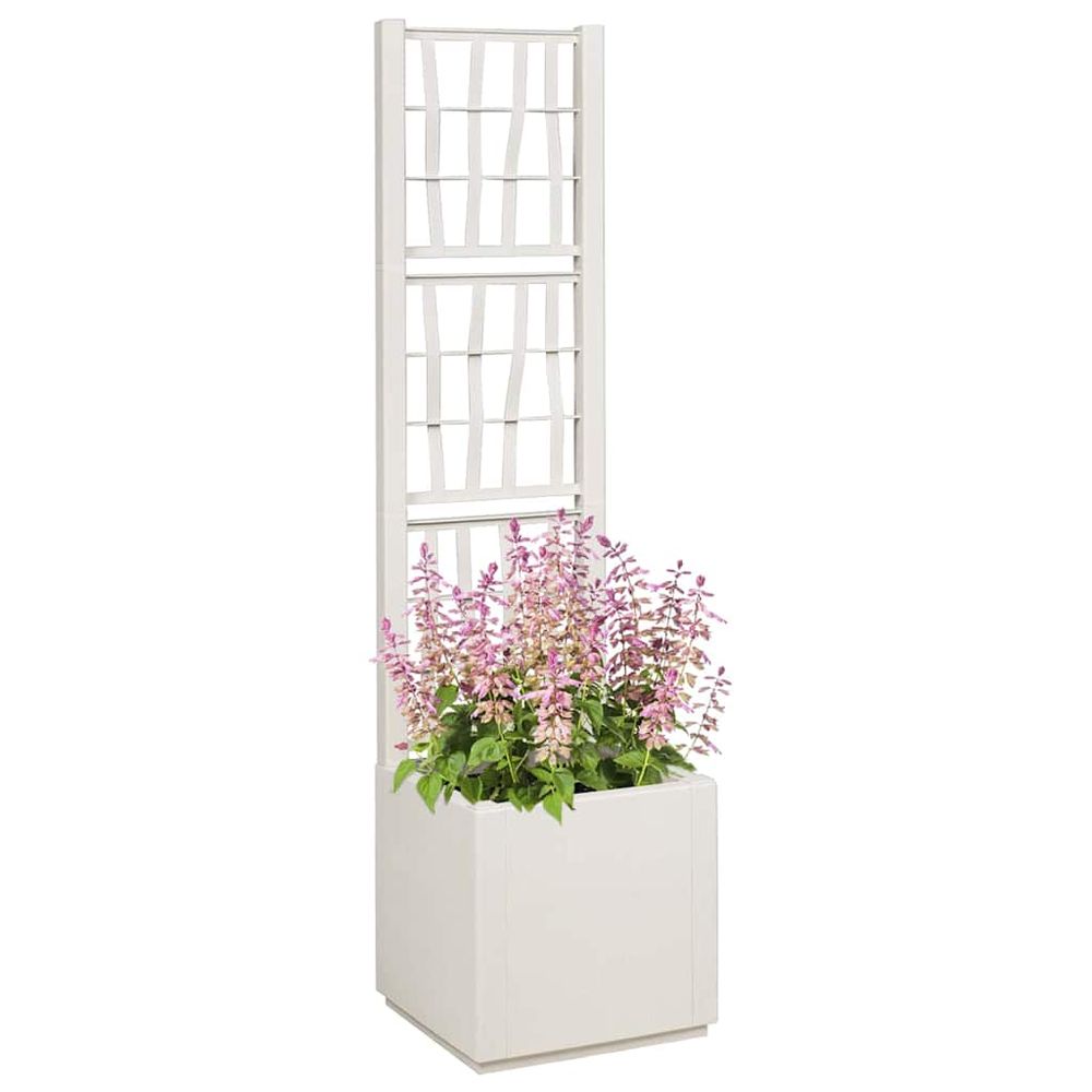 Bac à fleurs avec treillis blanc 36 x 36 x 140 cm pp