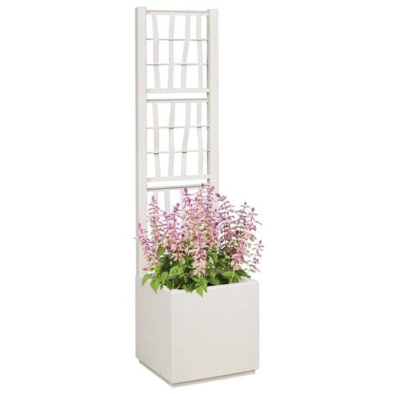 Bac à fleurs avec treillis blanc 36 x 36 x 140 cm pp