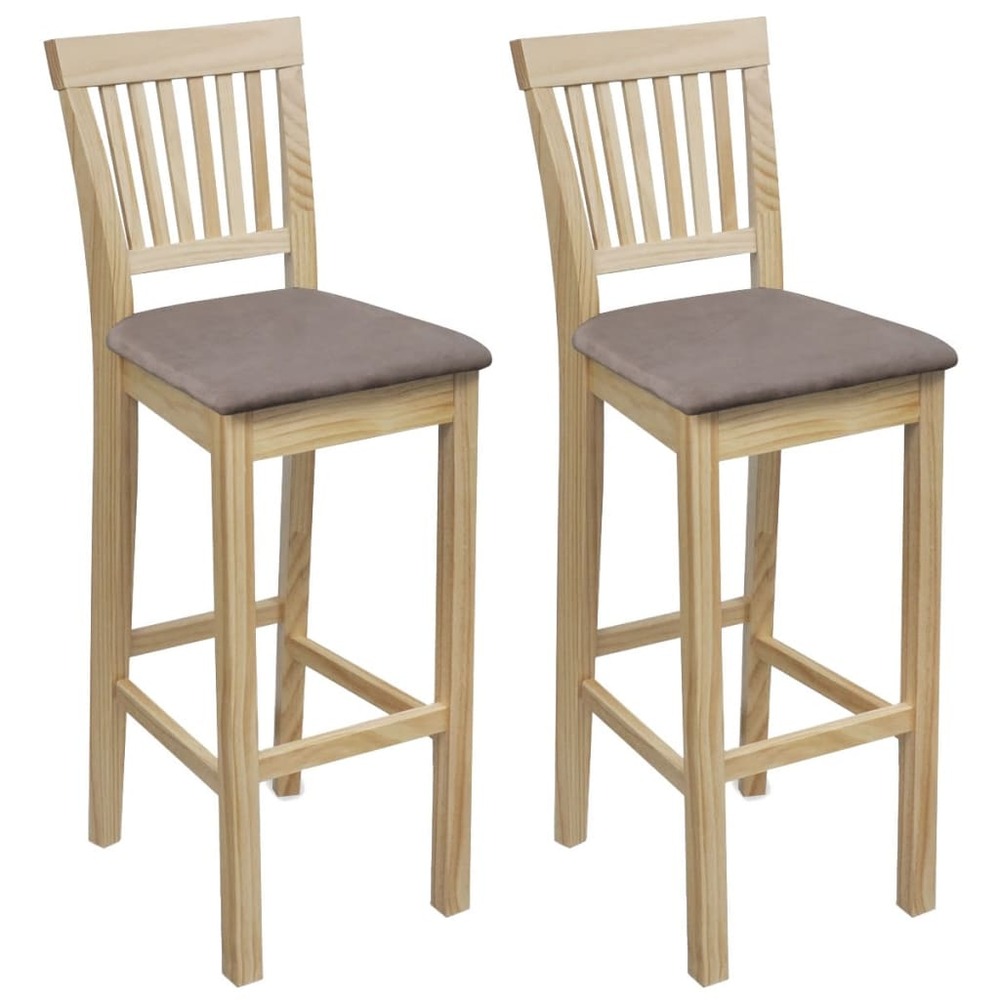 Chaises de bar 2 pcs beige bois de pin