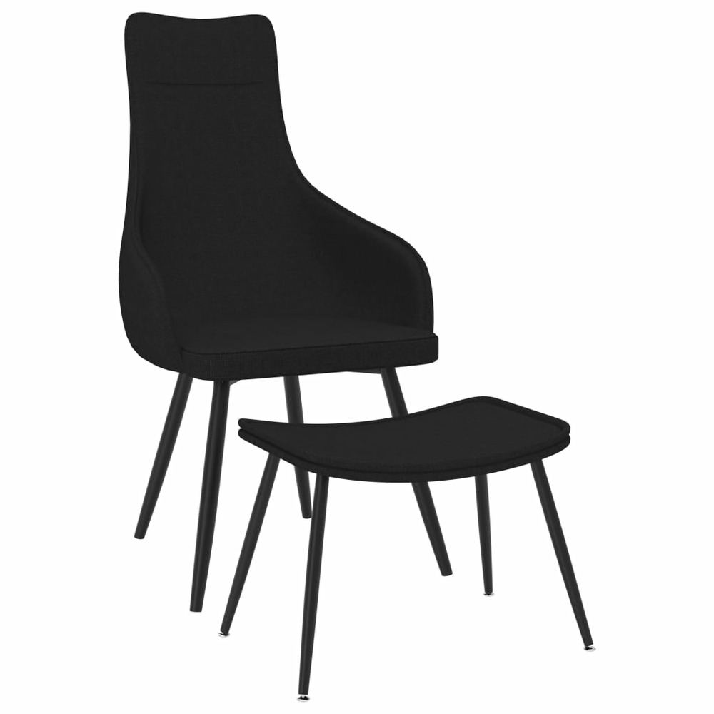 Chaise de canapé avec repose-pied noir tissu