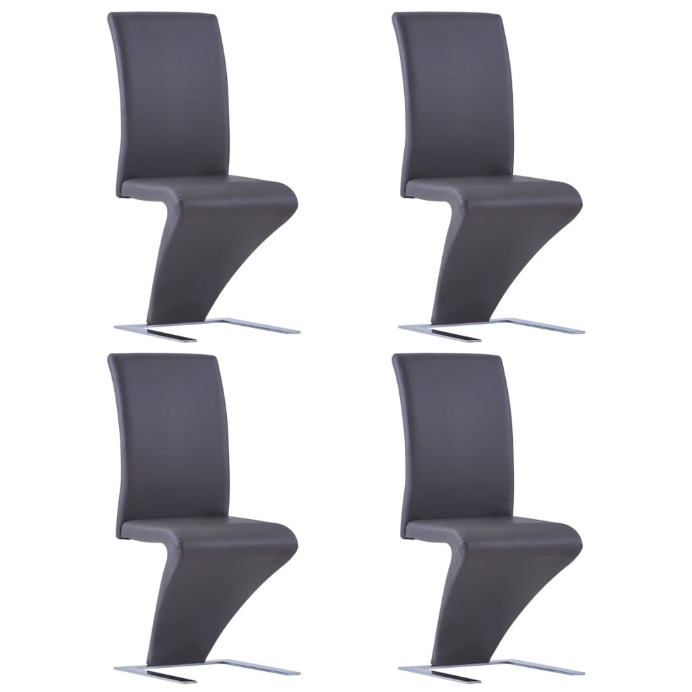 Chaises à manger avec forme de zigzag lot de 4 gris similicuir