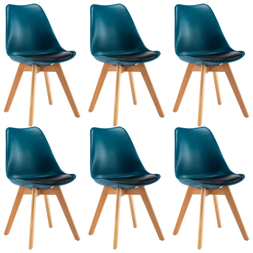 Chaises de salle à manger 6 pcs turquoise et noir similicuir