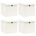 Boîtes de rangement avec couvercles 4pcs blanc 32x32x32cm tissu